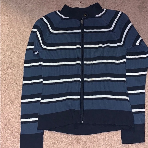 sweater blue,dark blue and white, with zipper - Picture 8 of 13